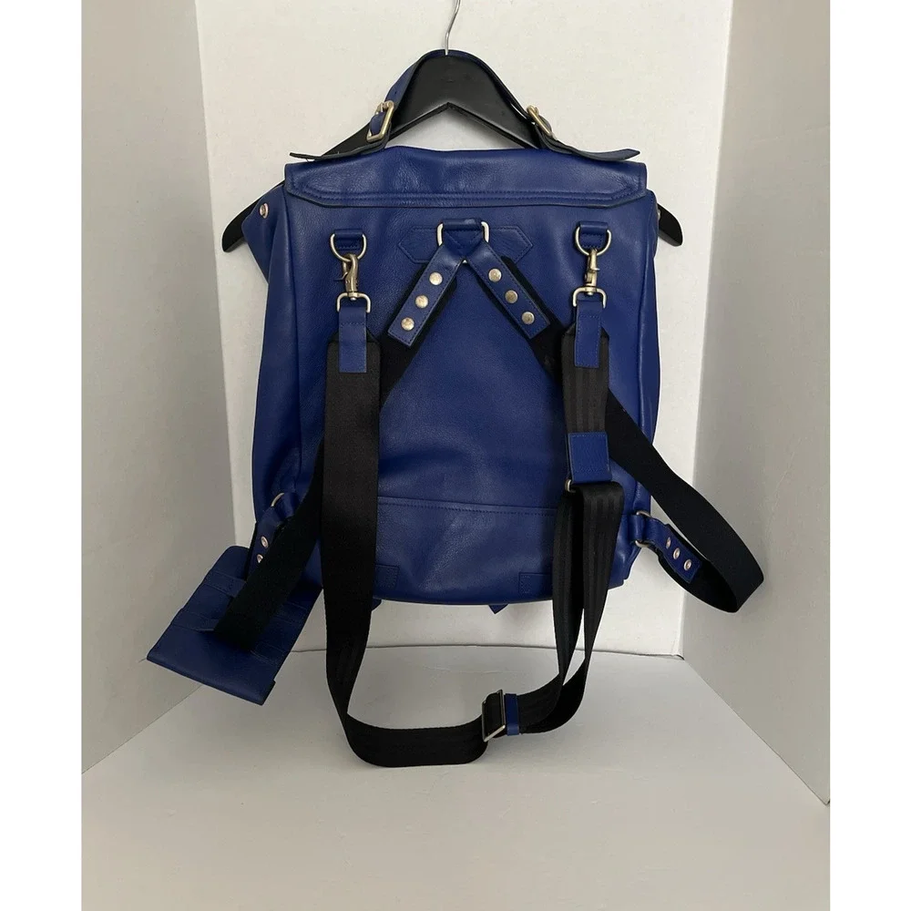 TIMBUK2 X PHOEBE DAHL JET SET CONVERTIBLE COBALT BLUE LEATHER BACKPACK